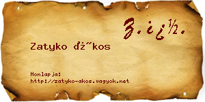 Zatyko Ákos névjegykártya